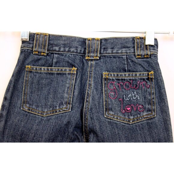 2004 Gymboree Grown with Love 6 Denim Jeans Carrot Embroider Peas Garden Radish - Picture 5 of 8